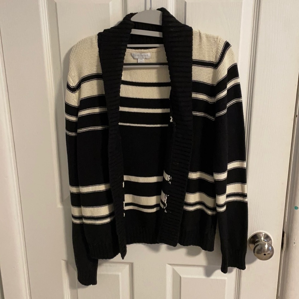 Black and white button up sweater